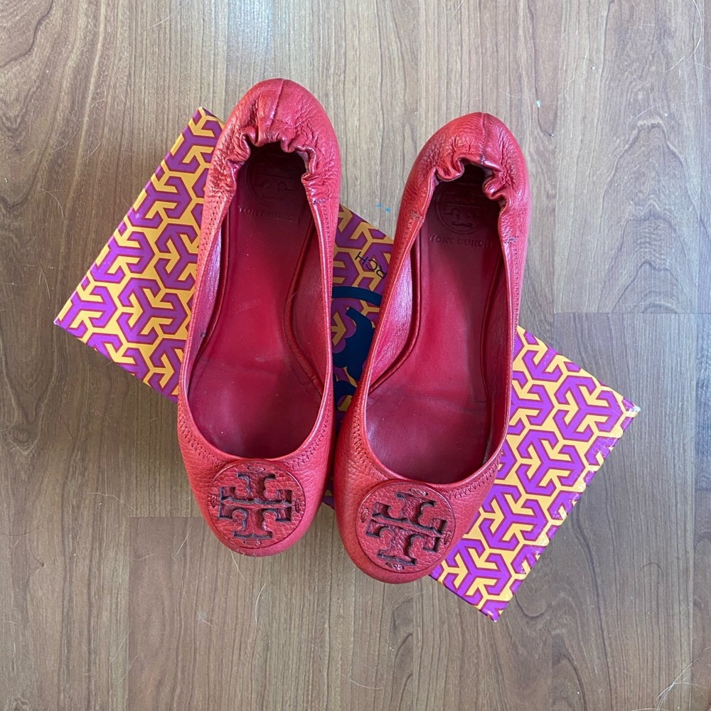 Tory Burch Reva Red Flats Size 7